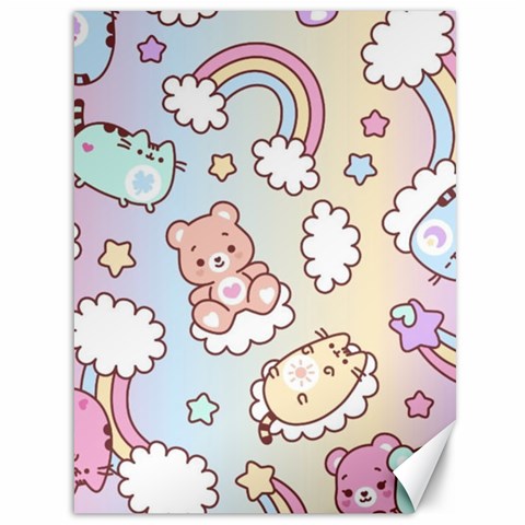 Usheen Carebears, Bears, Cat, Colorful, Cute, Pastel, Pattern Canvas 36  x 48  from ArtsNow.com 35.26 x46.15  Canvas - 1