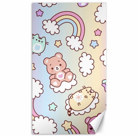 Usheen Carebears, Bears, Cat, Colorful, Cute, Pastel, Pattern Canvas 40  x 72  from ArtsNow.com 39.28 x69.23  Canvas - 1