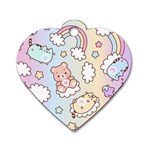 Usheen Carebears, Bears, Cat, Colorful, Cute, Pastel, Pattern Dog Tag Heart (One Side)