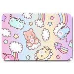 Usheen Carebears, Bears, Cat, Colorful, Cute, Pastel, Pattern Large Doormat