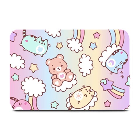 Usheen Carebears, Bears, Cat, Colorful, Cute, Pastel, Pattern Plate Mats from ArtsNow.com 18 x12  Plate Mat