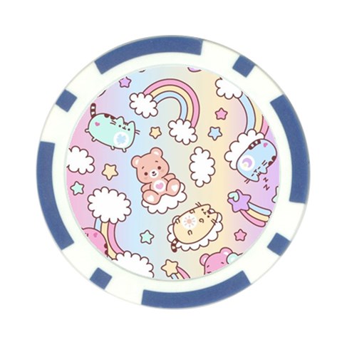 Usheen Carebears, Bears, Cat, Colorful, Cute, Pastel, Pattern Poker Chip Card Guard from ArtsNow.com Front