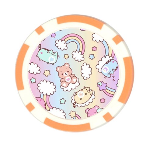 Usheen Carebears, Bears, Cat, Colorful, Cute, Pastel, Pattern Poker Chip Card Guard from ArtsNow.com Front