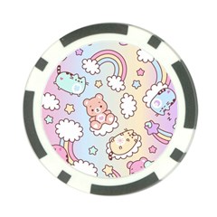 Usheen Carebears, Bears, Cat, Colorful, Cute, Pastel, Pattern Poker Chip Card Guard from ArtsNow.com Front