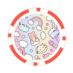 Usheen Carebears, Bears, Cat, Colorful, Cute, Pastel, Pattern Poker Chip Card Guard from ArtsNow.com Front