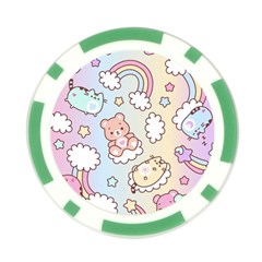 Usheen Carebears, Bears, Cat, Colorful, Cute, Pastel, Pattern Poker Chip Card Guard from ArtsNow.com Front