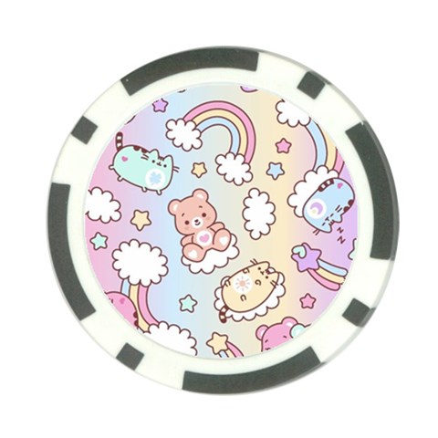 Usheen Carebears, Bears, Cat, Colorful, Cute, Pastel, Pattern Poker Chip Card Guard from ArtsNow.com Back