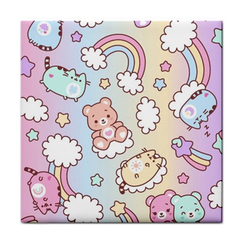 Usheen Carebears, Bears, Cat, Colorful, Cute, Pastel, Pattern Face Towel from ArtsNow.com Front