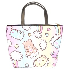 Usheen Carebears, Bears, Cat, Colorful, Cute, Pastel, Pattern Bucket Bag from ArtsNow.com Back