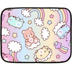 Usheen Carebears, Bears, Cat, Colorful, Cute, Pastel, Pattern Two Sides Fleece Blanket (Mini) from ArtsNow.com 35 x27  Blanket Back