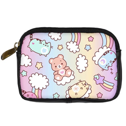 Usheen Carebears, Bears, Cat, Colorful, Cute, Pastel, Pattern Digital Camera Leather Case from ArtsNow.com Front