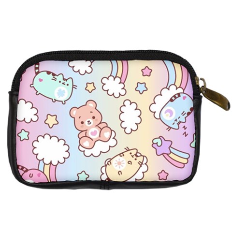 Usheen Carebears, Bears, Cat, Colorful, Cute, Pastel, Pattern Digital Camera Leather Case from ArtsNow.com Back