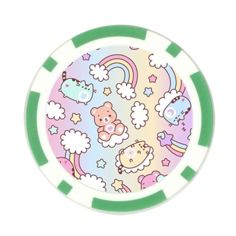 Usheen Carebears, Bears, Cat, Colorful, Cute, Pastel, Pattern Poker Chip Card Guard (10 pack) from ArtsNow.com Front