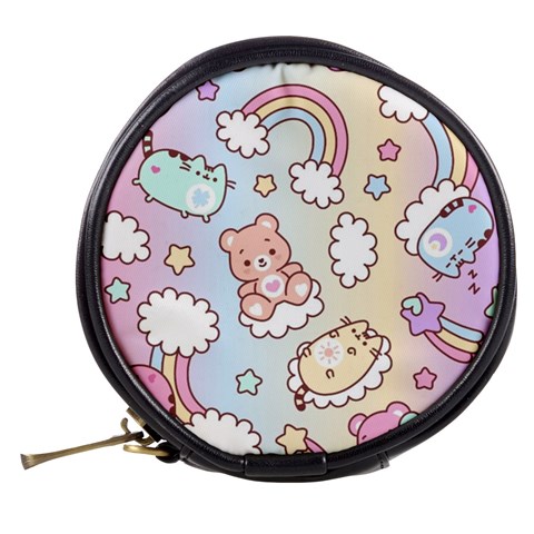 Usheen Carebears, Bears, Cat, Colorful, Cute, Pastel, Pattern Mini Makeup Bag from ArtsNow.com Back