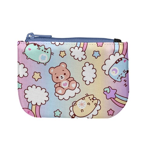 Usheen Carebears, Bears, Cat, Colorful, Cute, Pastel, Pattern Mini Coin Purse from ArtsNow.com Front