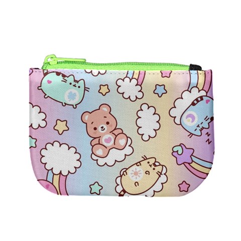 Usheen Carebears, Bears, Cat, Colorful, Cute, Pastel, Pattern Mini Coin Purse from ArtsNow.com Front