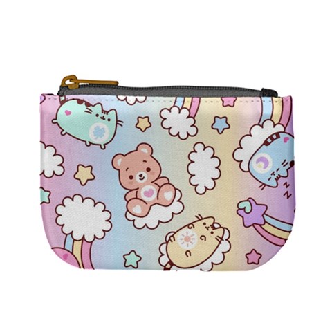 Usheen Carebears, Bears, Cat, Colorful, Cute, Pastel, Pattern Mini Coin Purse from ArtsNow.com Front