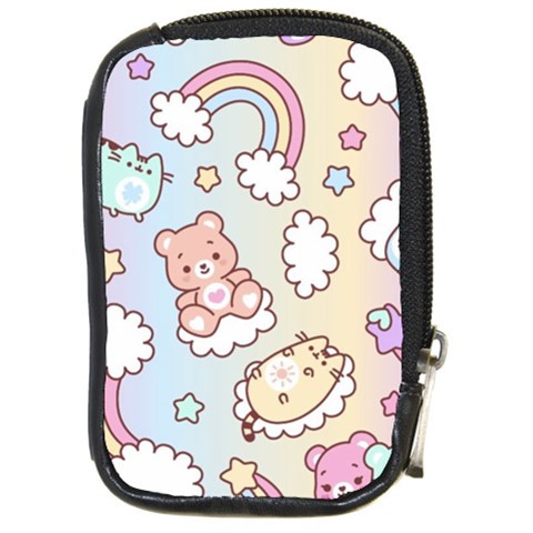 Usheen Carebears, Bears, Cat, Colorful, Cute, Pastel, Pattern Compact Camera Leather Case from ArtsNow.com Front