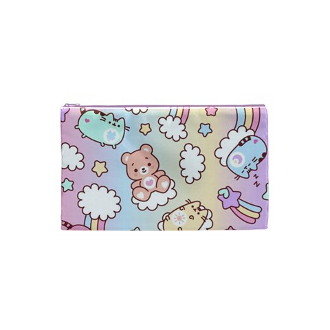 Usheen Carebears, Bears, Cat, Colorful, Cute, Pastel, Pattern Cosmetic Bag (Small) from ArtsNow.com Front