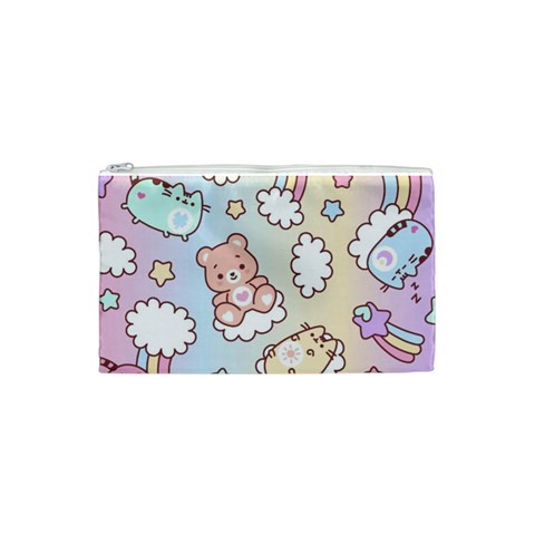 Usheen Carebears, Bears, Cat, Colorful, Cute, Pastel, Pattern Cosmetic Bag (Small) from ArtsNow.com Front