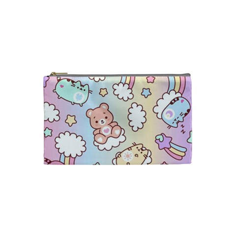 Usheen Carebears, Bears, Cat, Colorful, Cute, Pastel, Pattern Cosmetic Bag (Small) from ArtsNow.com Front