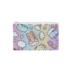 Usheen Carebears, Bears, Cat, Colorful, Cute, Pastel, Pattern Cosmetic Bag (Small) from ArtsNow.com Front