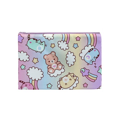 Usheen Carebears, Bears, Cat, Colorful, Cute, Pastel, Pattern Cosmetic Bag (Medium) from ArtsNow.com Front