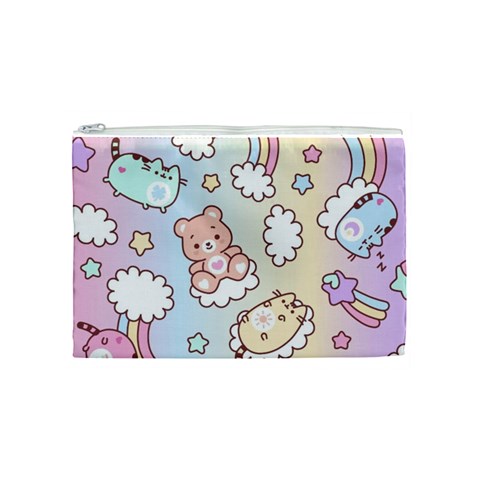 Usheen Carebears, Bears, Cat, Colorful, Cute, Pastel, Pattern Cosmetic Bag (Medium) from ArtsNow.com Front