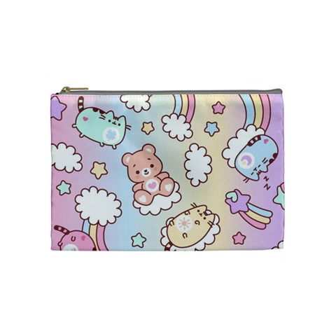 Usheen Carebears, Bears, Cat, Colorful, Cute, Pastel, Pattern Cosmetic Bag (Medium) from ArtsNow.com Front