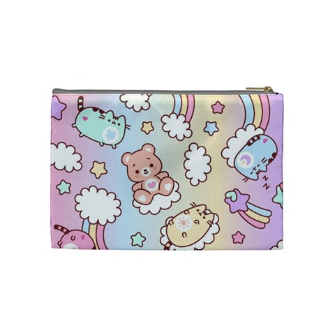 Usheen Carebears, Bears, Cat, Colorful, Cute, Pastel, Pattern Cosmetic Bag (Medium) from ArtsNow.com Back