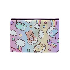 Usheen Carebears, Bears, Cat, Colorful, Cute, Pastel, Pattern Cosmetic Bag (Medium) from ArtsNow.com Back