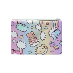 Usheen Carebears, Bears, Cat, Colorful, Cute, Pastel, Pattern Cosmetic Bag (Medium) from ArtsNow.com Back