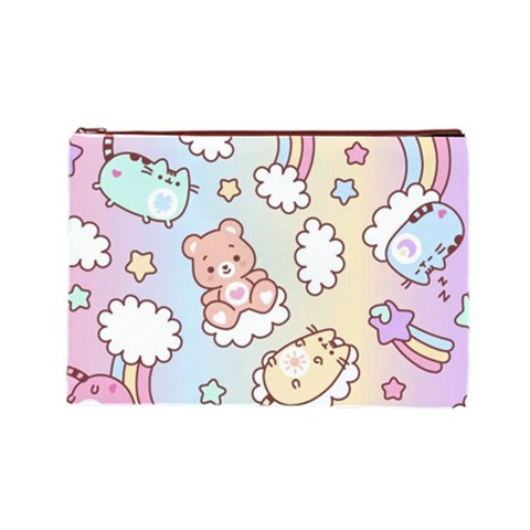 Usheen Carebears, Bears, Cat, Colorful, Cute, Pastel, Pattern Cosmetic Bag (Large) from ArtsNow.com Front