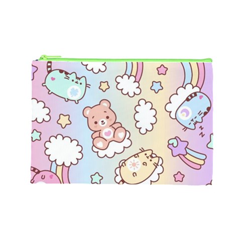 Usheen Carebears, Bears, Cat, Colorful, Cute, Pastel, Pattern Cosmetic Bag (Large) from ArtsNow.com Front