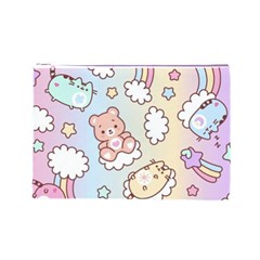 Usheen Carebears, Bears, Cat, Colorful, Cute, Pastel, Pattern Cosmetic Bag (Large) from ArtsNow.com Front