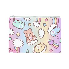 Usheen Carebears, Bears, Cat, Colorful, Cute, Pastel, Pattern Cosmetic Bag (Large) from ArtsNow.com Front