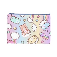 Usheen Carebears, Bears, Cat, Colorful, Cute, Pastel, Pattern Cosmetic Bag (Large) from ArtsNow.com Front