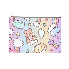 Usheen Carebears, Bears, Cat, Colorful, Cute, Pastel, Pattern Cosmetic Bag (Large) from ArtsNow.com Front