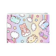 Usheen Carebears, Bears, Cat, Colorful, Cute, Pastel, Pattern Cosmetic Bag (Large) from ArtsNow.com Back