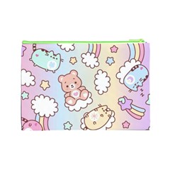 Usheen Carebears, Bears, Cat, Colorful, Cute, Pastel, Pattern Cosmetic Bag (Large) from ArtsNow.com Back