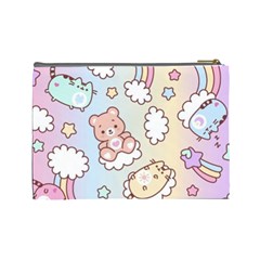 Usheen Carebears, Bears, Cat, Colorful, Cute, Pastel, Pattern Cosmetic Bag (Large) from ArtsNow.com Back