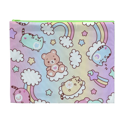 Usheen Carebears, Bears, Cat, Colorful, Cute, Pastel, Pattern Cosmetic Bag (XL) from ArtsNow.com Front