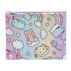 Usheen Carebears, Bears, Cat, Colorful, Cute, Pastel, Pattern Cosmetic Bag (XL) from ArtsNow.com Front