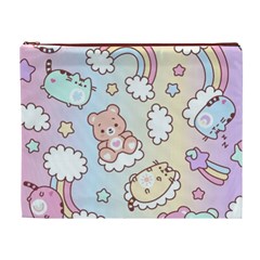 Usheen Carebears, Bears, Cat, Colorful, Cute, Pastel, Pattern Cosmetic Bag (XL) from ArtsNow.com Front