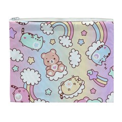 Usheen Carebears, Bears, Cat, Colorful, Cute, Pastel, Pattern Cosmetic Bag (XL) from ArtsNow.com Front