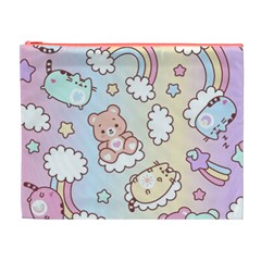 Usheen Carebears, Bears, Cat, Colorful, Cute, Pastel, Pattern Cosmetic Bag (XL) from ArtsNow.com Front