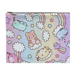 Usheen Carebears, Bears, Cat, Colorful, Cute, Pastel, Pattern Cosmetic Bag (XL) from ArtsNow.com Front