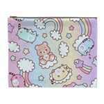 Usheen Carebears, Bears, Cat, Colorful, Cute, Pastel, Pattern Cosmetic Bag (XL)