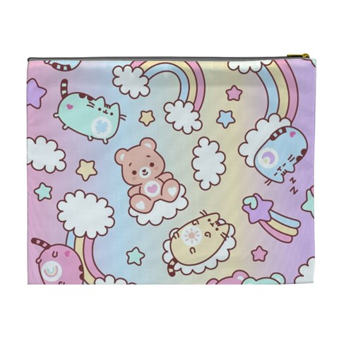 Usheen Carebears, Bears, Cat, Colorful, Cute, Pastel, Pattern Cosmetic Bag (XL) from ArtsNow.com Back