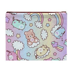 Usheen Carebears, Bears, Cat, Colorful, Cute, Pastel, Pattern Cosmetic Bag (XL) from ArtsNow.com Back